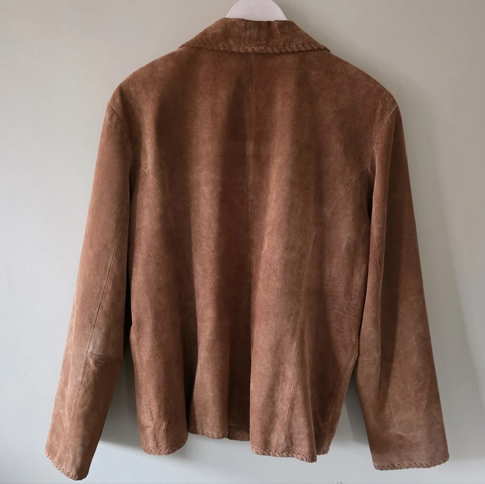 Wilsons Leather L Vintage Bohemian Western Embroidered Whip Stitch Suede Jacket - Picture 9 of 16